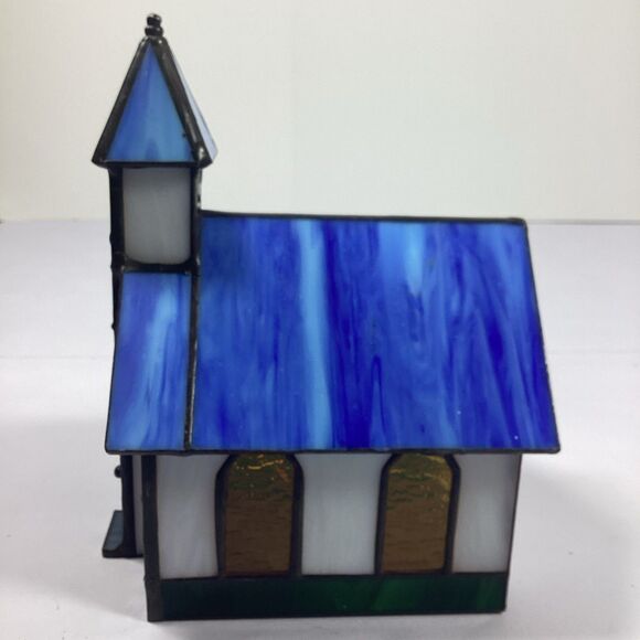 Stained Glass Church Multi Colored 5" x 7-1/2" x 4-1/2" - Picture 4 of 9